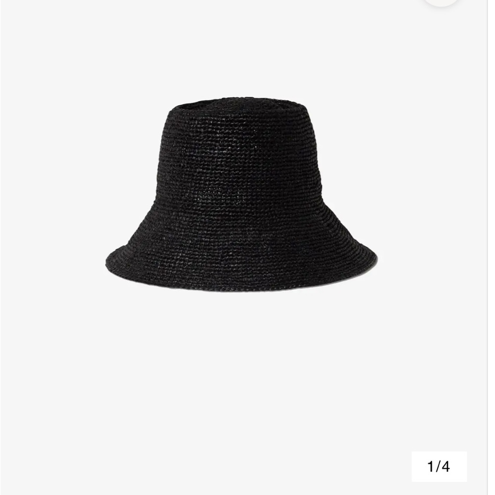 NWT make an offer Felix Black Janessa Leone Raffia Woven Hat bucket